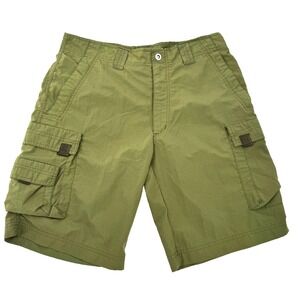 Rugged Exposure Cargo Shorts Men's 34 Khaki Green Hiking‎ Camp Outdoors Nylon
